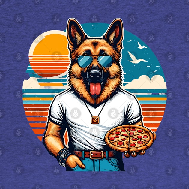 German Shepherd Dog Eating Pizza by Graceful Designs